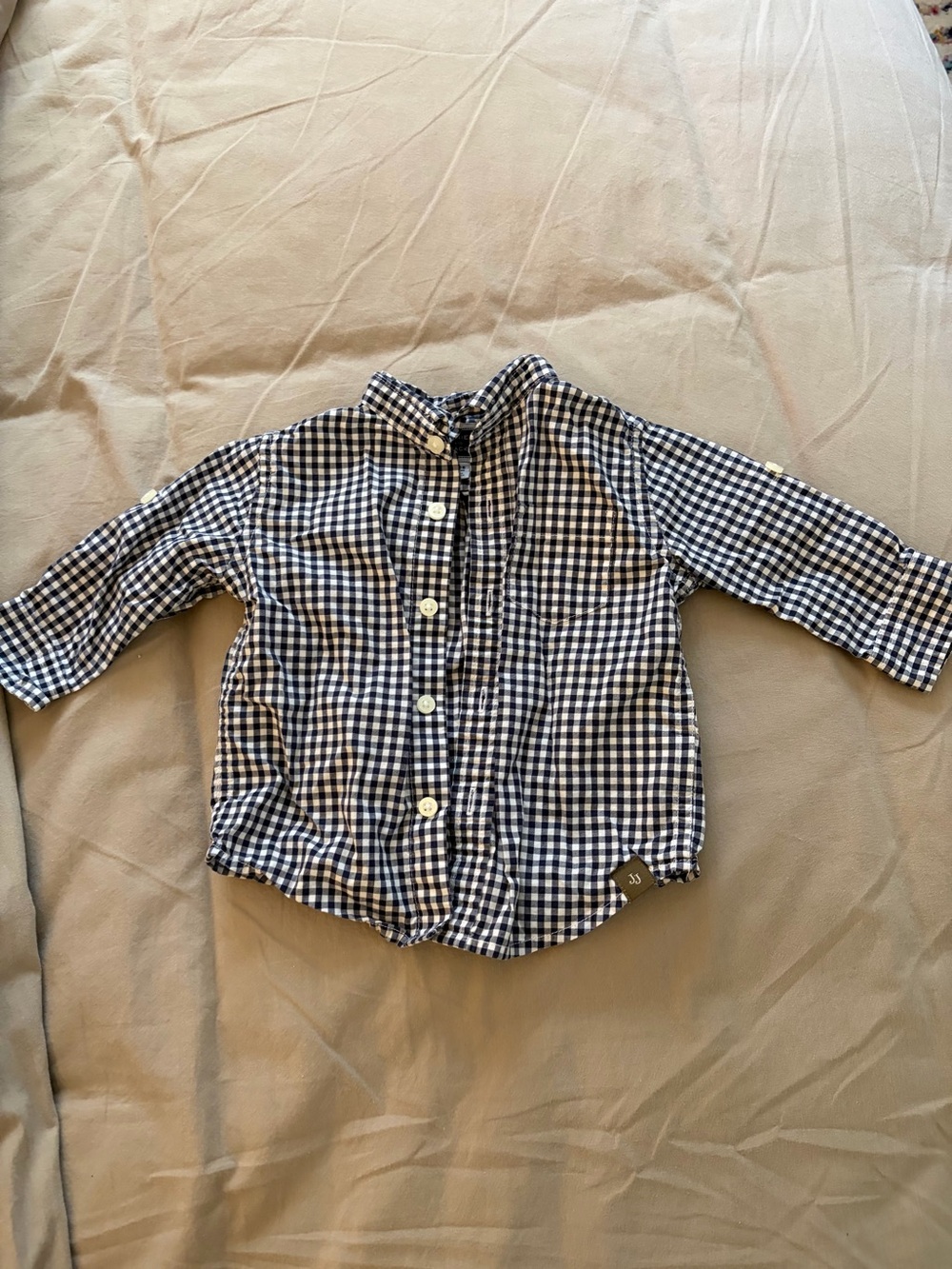 Janie and Jack Navy and White Gingham Button-Down Shirt